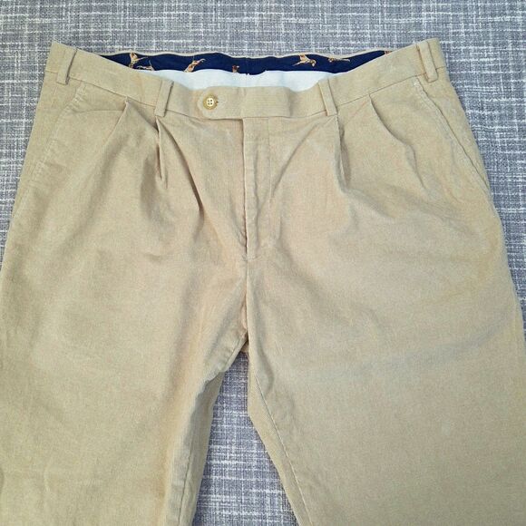 LRL Ralph Lauren Corduroy Pants Pleated Men's 38x30 (act 38x29) Camel Cuffed Hem - Picture 1 of 11
